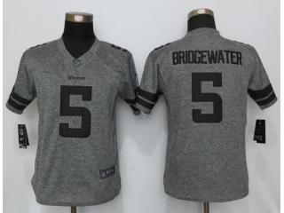 Women Minnesota Vikings 5 Teddy Bridgewater Stitched Gridiron Gray Limited Jersey