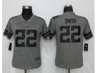 Women Minnesota Vikings 22 Harrison Smith Stitched Gridiron Gray Limited Jersey