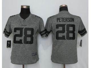 Women Minnesota Vikings 28 Adrian Peterson Stitched Gridiron Gray Limited Jersey