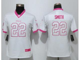 Women Minnesota Vikings 22 Harrison Smith Stitched Elite Rush Fashion Jersey White Pink