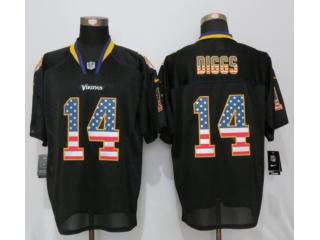 Minnesota Vikings 14 Stefon Diggs USA Flag Fashion Black Elite Jersey