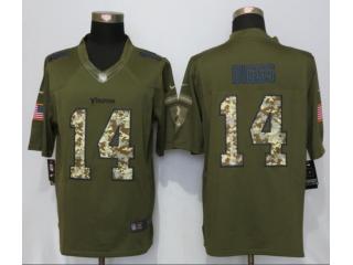 Minnesota Vikings 14 Stefon Diggs Green Salute To Service Limited Jersey