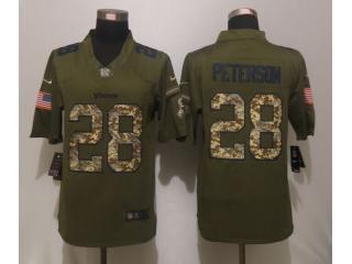 Minnesota Vikings 28 Adrian Peterson Green Salute To Service Limited Jersey