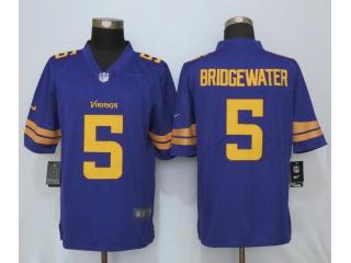Minnesota Vikings 5 Teddy Bridgewater Football Jersey Legend Purple Yellow Word