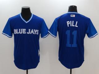 Men's Toronto Blue Jays 11 Kevin Pillar Pill Majestic Navy 2017 Players Weekend Authentic Jersey