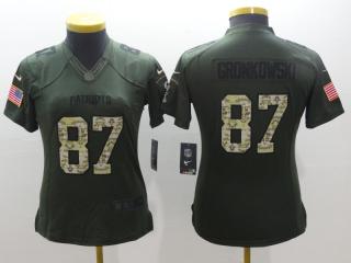 Women New England Patriots 87 Rob Gronkowski Green Salute To Service Limited Jersey