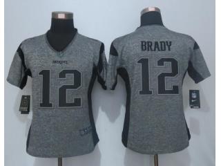Women New England Patriots 12 Tom Brady Stitched Gridiron Gray Limited Jersey