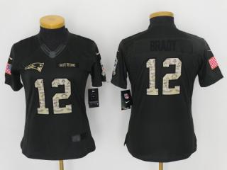 Women New England Patriots 12 Tom Brady Anthracite Salute To Service Elite Jersey