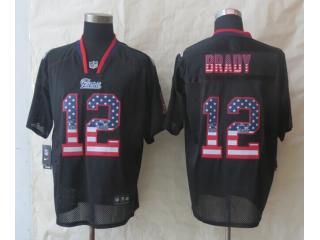New England Patriots 12 Tom Brady USA Flag Fashion Black Elite Jersey