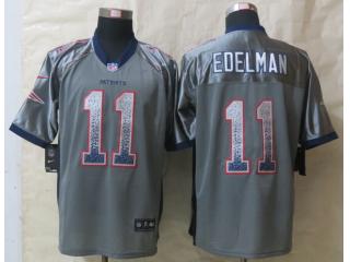 New England Patriots 11 Julian Edelman Drift Fashion Grey Elite Jersey