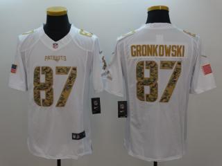 New England Patriots 87 Rob Gronkowski Football Jersey White Camo Word