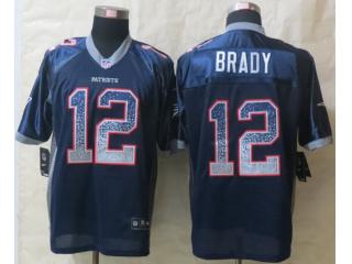 New England Patriots 12 Tom Brady Drift Fashion Blue Elite Jersey