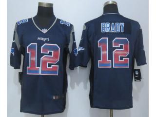 New England Patriots 12 Tom Brady Navy Blue Strobe Limited Jersey