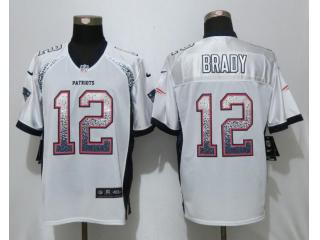 New England Patriots 12 Tom Brady Drift Fashion White Elite Jersey