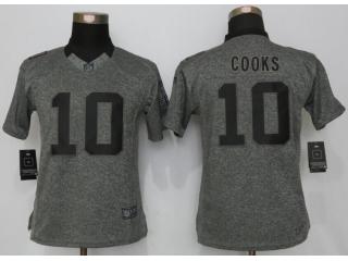 Women New Orleans Saints 10 Brandin Cooks Stitched Gridiron Gray Limited Jersey