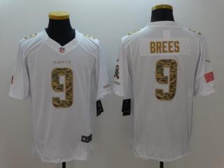 New Orleans Saints 9 Drew Brees Football Jersey White Camo Word