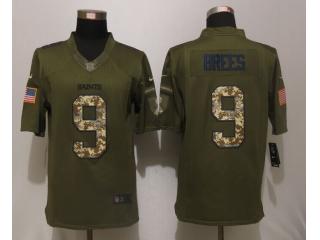 New Orleans Saints 9 Drew Brees Green Salute To Service Limited Jersey