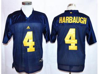 Michigan Wolverines 4 John Harbaugh College Football Jersey Navy Blue