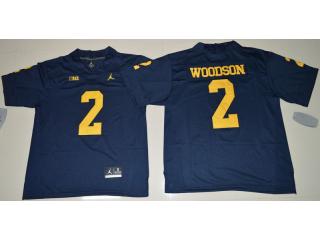 Jordan Brand Michigan Wolverines 2 Charles Woodson College Football Jersey Navy Blue