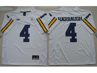 Jordan Brand Michigan Wolverines 4 Jim Harbaugh College Football Jersey White
