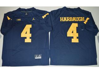 Jordan Brand Michigan Wolverines 4 Jim Harbaugh College Football Jersey Navy Blue