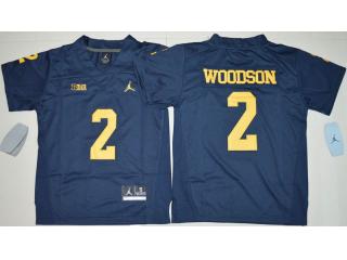 Youth Jordan Brand Michigan Wolverines 2 Charles Woodson College Football Jersey Navy Blue