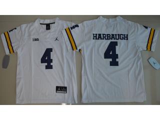 Youth Jordan Brand Michigan Wolverines 4 Jim Harbaugh College Football Jersey White