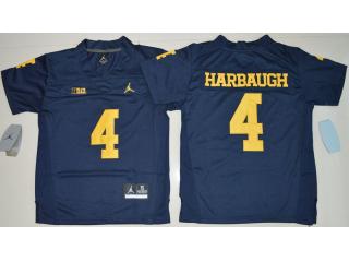 Youth Jordan Brand Michigan Wolverines 4 Jim Harbaugh College Football Jersey Navy Blue