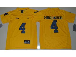 Youth Jordan Brand Michigan Wolverines 4 Jim Harbaugh College Football Jersey Yellow