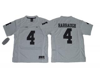 Youth Jordan Brand Michigan Wolverines 4 Jim Harbaugh College Football Limited Jerseys Gridiron Gray II