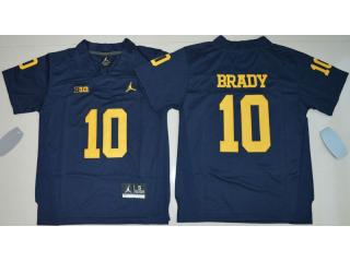 Youth Jordan Brand Michigan Wolverines 10 Tom Brady College Football Jersey Navy Blue
