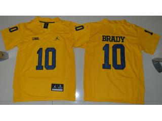 Youth Jordan Brand Michigan Wolverines 10 Tom Brady College Football Jersey Yellow