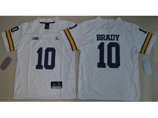 Youth Jordan Brand Michigan Wolverines 10 Tom Brady College Football Jersey White