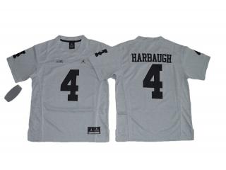 Women Jordan Brand Michigan Wolverines 4 Jim Harbaugh College Football Limited Jerseys - Gridiron Gray II
