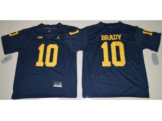 Jordan Brand Michigan Wolverines 10 Tom Brady College Football Jerseys Navy Blue