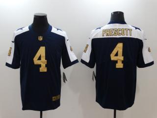 Dallas Cowboys 4 Dak Prescott Gold Word Football Jersey Legend Navy Blue