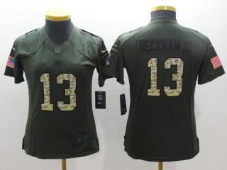 Women New York Giants 13 Odell Beckham Jr Green Salute To Service Limited Jersey
