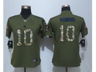 Women New York Giants 10 Eli Manning Green Salute To Service Limited Jersey