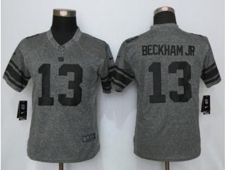 Women New York Giants 13 Odell Beckham Jr Gray Stitched Gridiron Limited Jersey