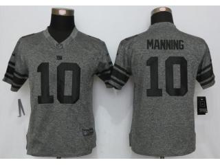 Women New York Giants 10 Eli Manning Gray Stitched Gridiron Limited Jersey