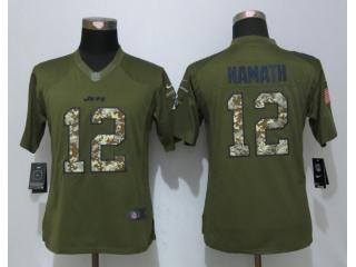 Women New York Jets 12 Joe Namath Green Salute To Service Limited Jersey