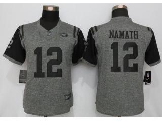Women New York Jets 12 Joe Namath Stitched Gridiron Gray Limited Jersey
