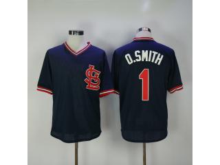 St.Louis Cardinals 1 Ozzie Smith Baseball Jersey Blue BP version 1985 Retro