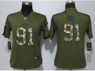 Women Philadelphia Eagles 91 Fletcher Cox Green Salute To Service Limited Jersey