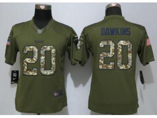 Women Philadelphia Eagles 20 Brian Dawkins Green Salute To Service Limited Jersey