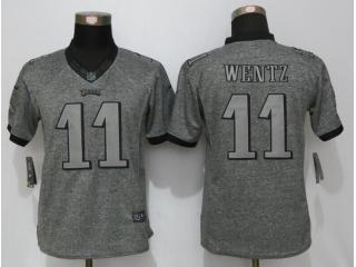 Women Philadelphia Eagles 11 Carson Wentz Stitched Gridiron Gray Limited Jersey
