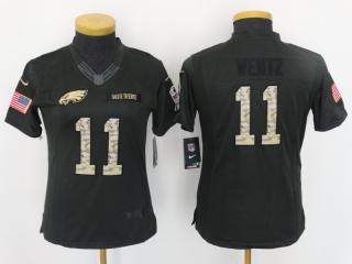 Women Philadelphia Eagles 11 Carson Wentz Anthracite Salute To Service Elite Jersey
