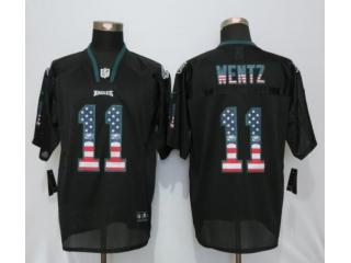Philadelphia Eagles 11 Carson Wentz USA Flag Fashion Black Elite Jersey