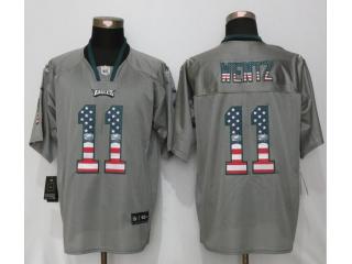 Philadelphia Eagles 11 Carson Wentz USA Flag Fashion Gray Elite Jersey