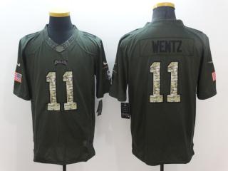 Philadelphia Eagles 11 Carson Wentz Green Salute To Service Limited Jersey